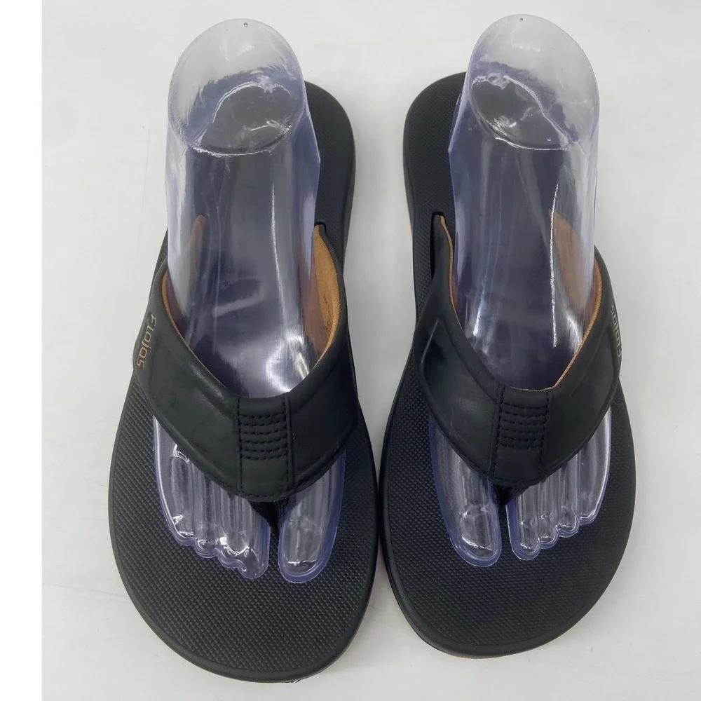 Flojos Flip Flops Mens 8 Black Bajo Casual Beach Summer Comfort Thong Sandals